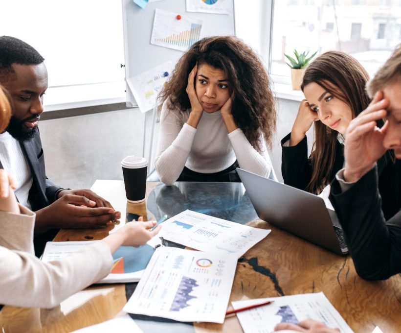 business people work woman man briefing